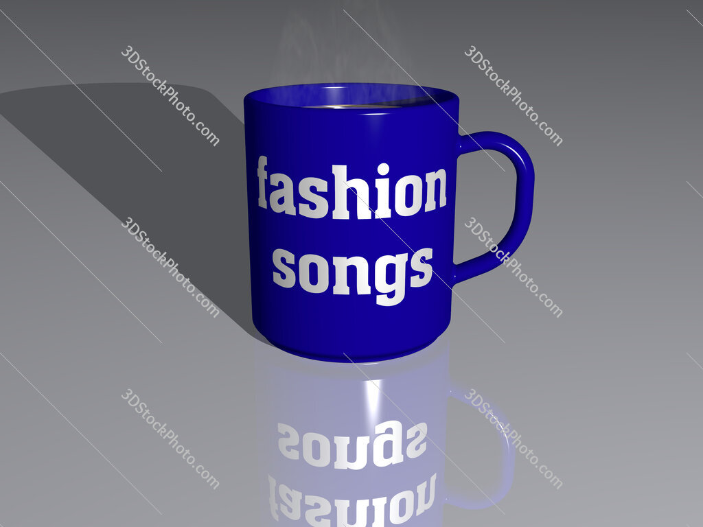 fashion songs text on a coffee mug
