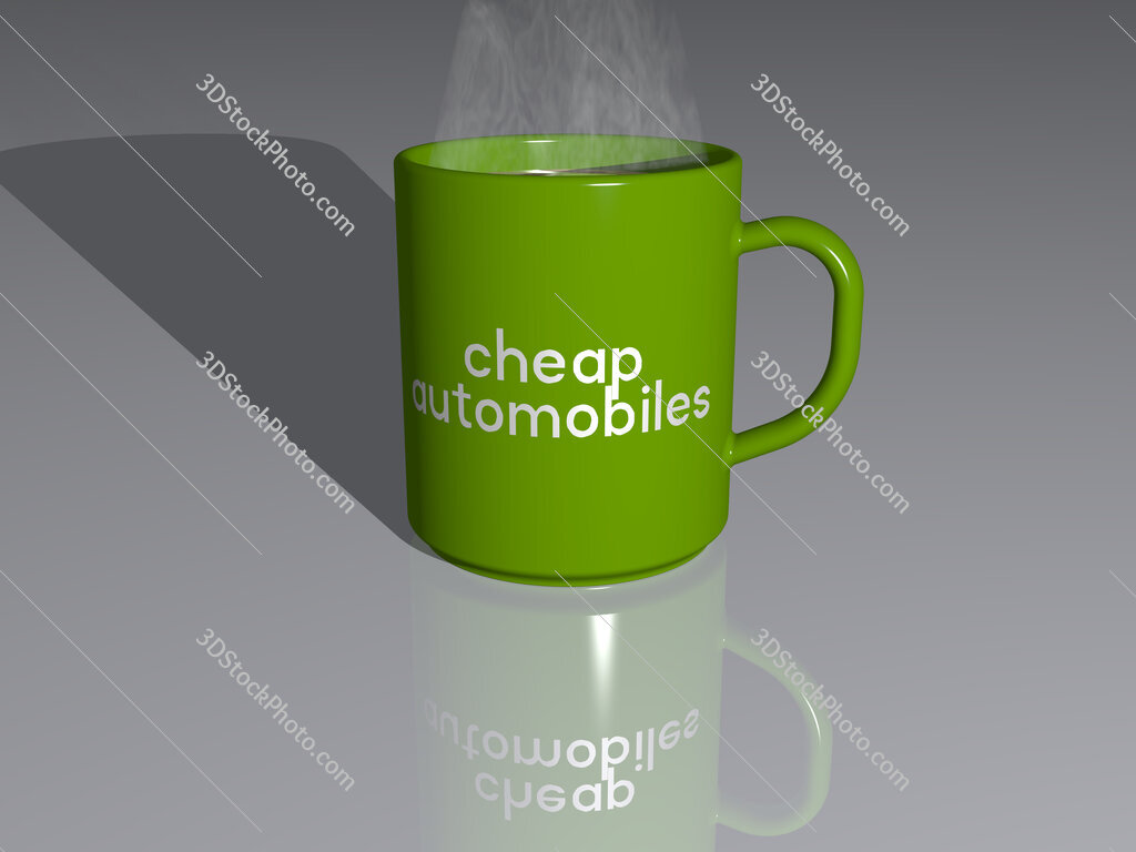 cheap automobiles text on a coffee mug