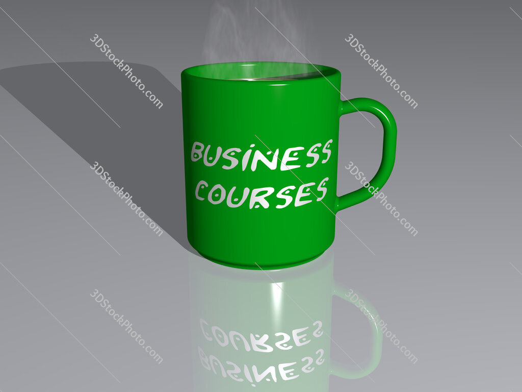 business courses text on a coffee mug