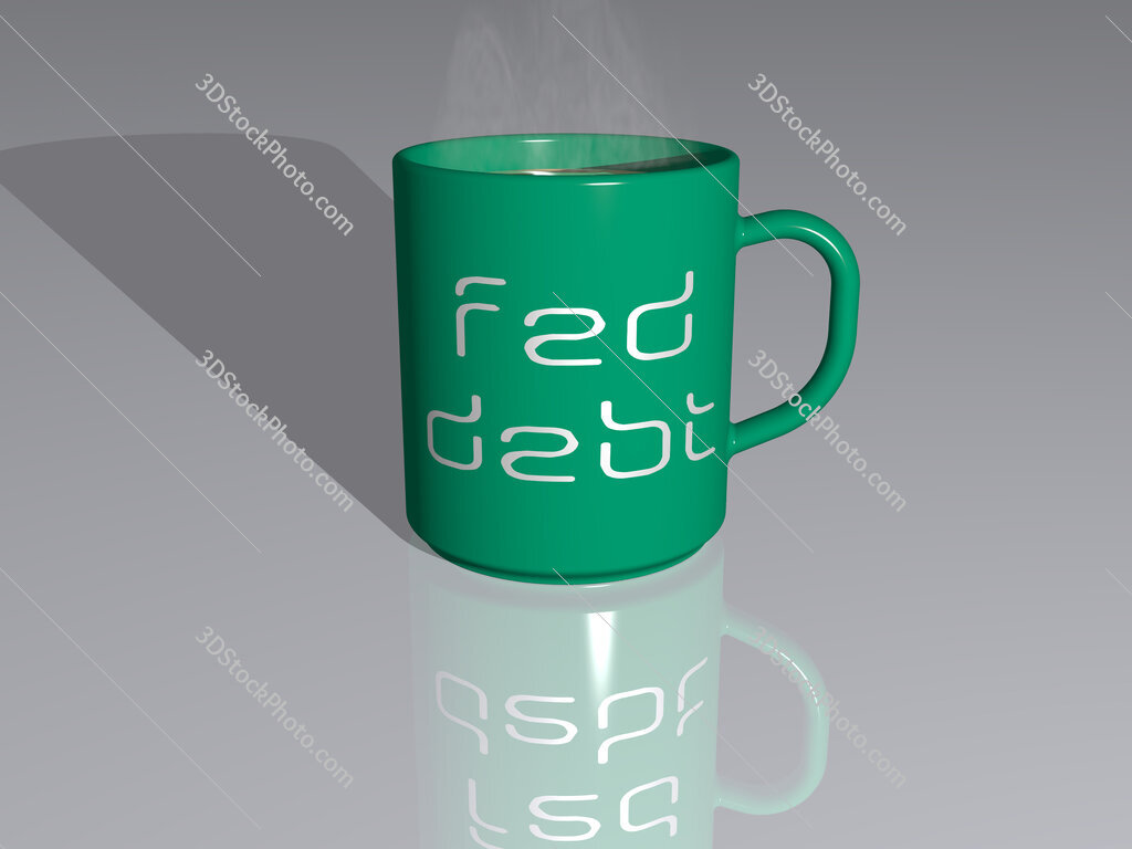 fed debt text on a coffee mug