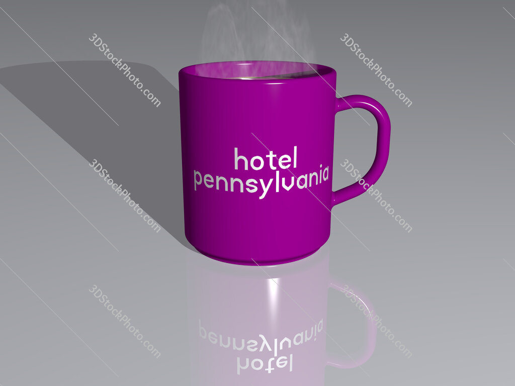 hotel pennsylvania text on a coffee mug