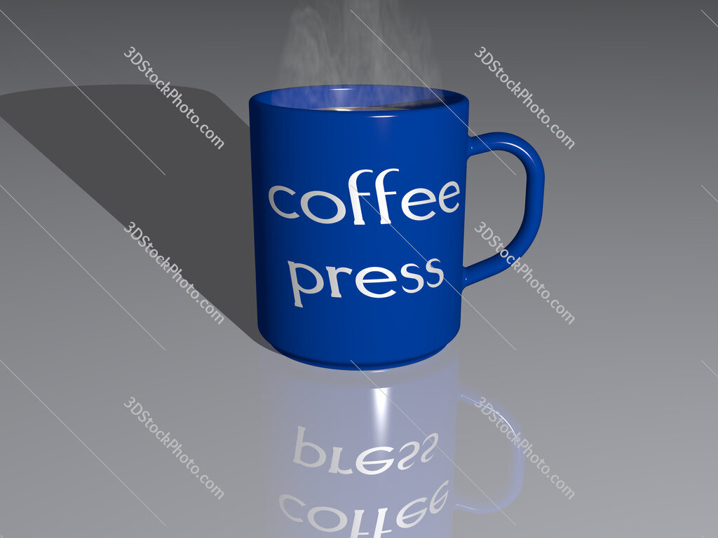 coffee press text on a coffee mug