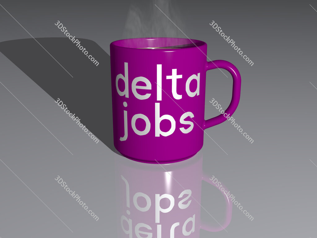 delta jobs text on a coffee mug