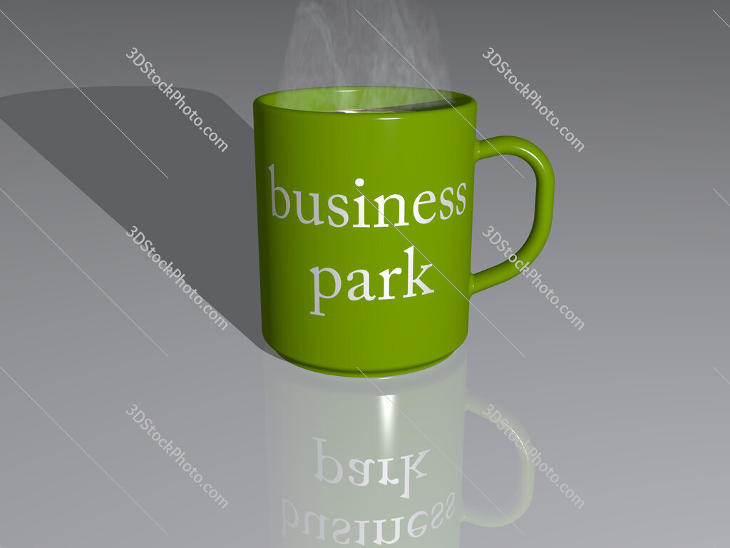 business park text on a coffee mug