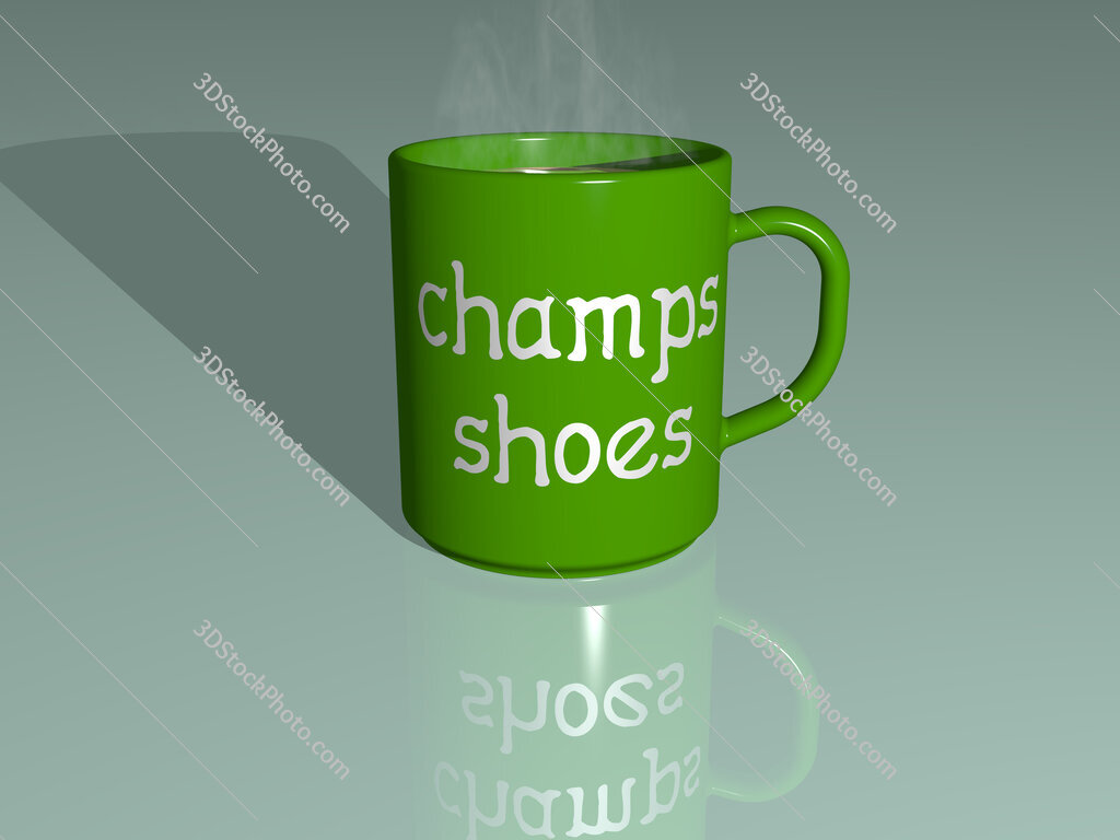 champs shoes text on a coffee mug