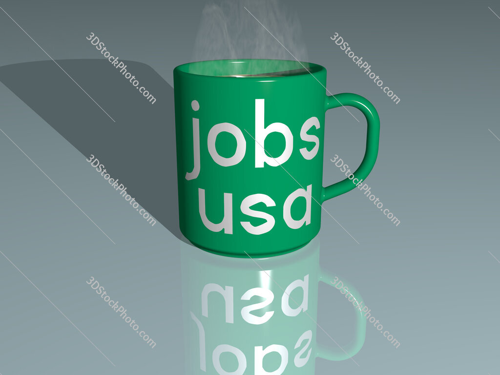 jobs usa text on a coffee mug