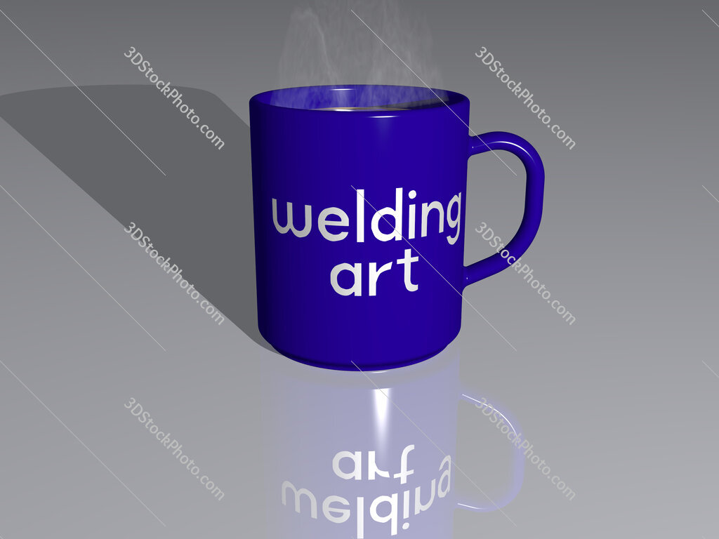 welding art text on a coffee mug