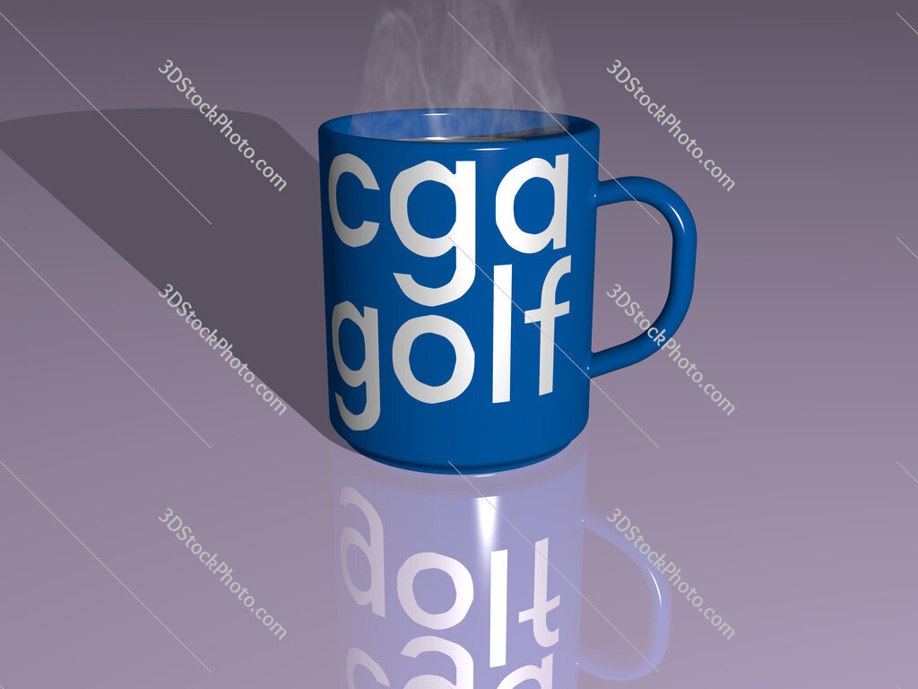 cga golf text on a coffee mug