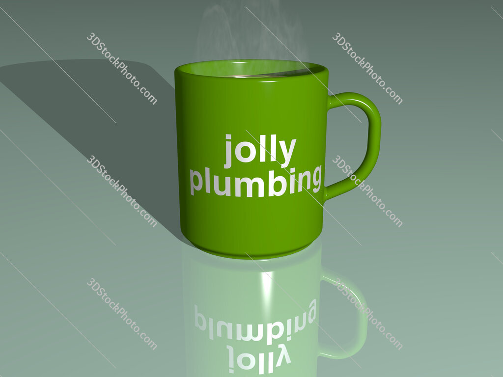 jolly plumbing text on a coffee mug