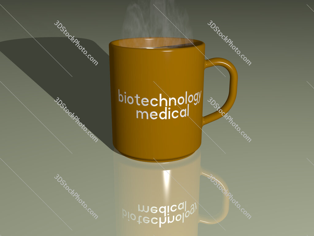 biotechnology medical text on a coffee mug