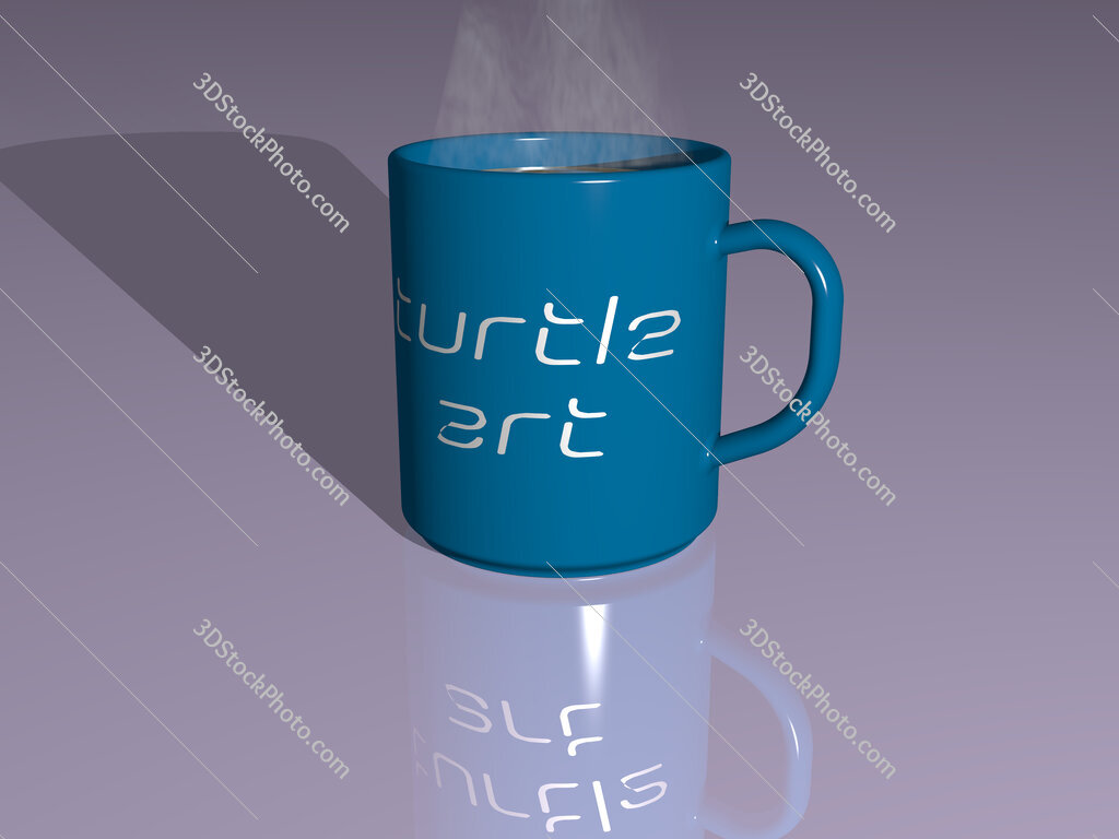 turtle art text on a coffee mug
