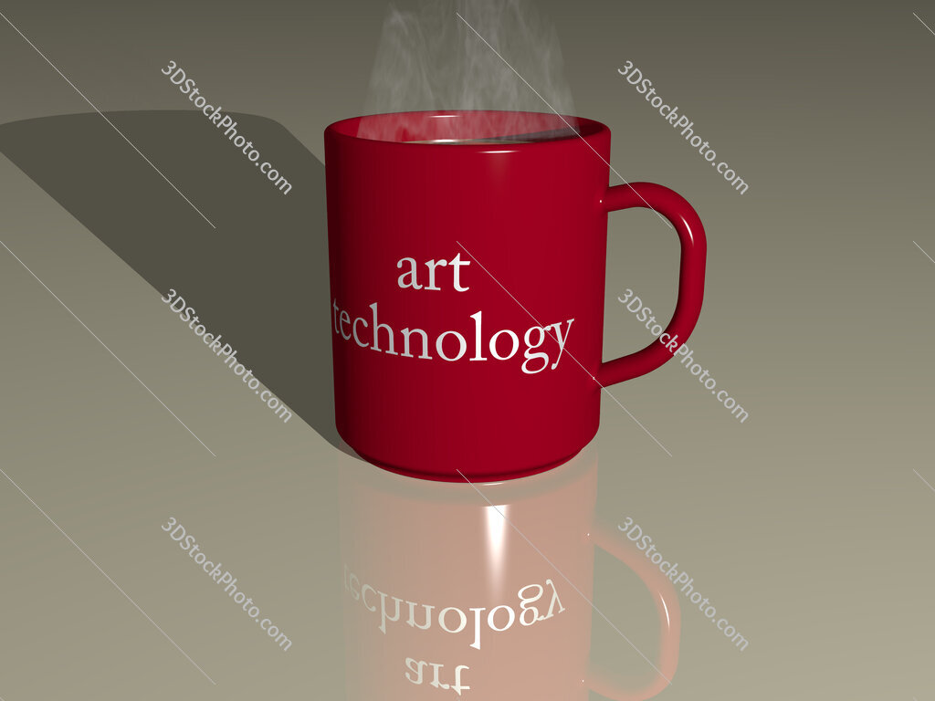 art technology text on a coffee mug