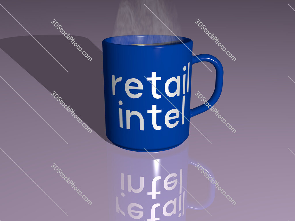 retail intel text on a coffee mug