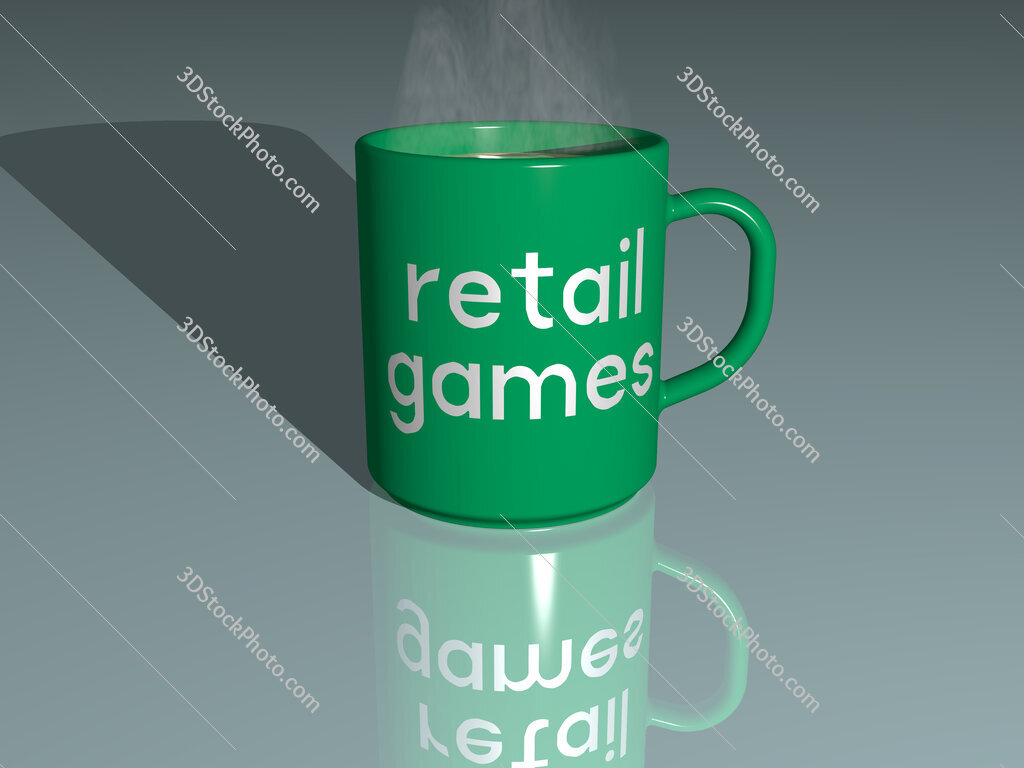 retail games text on a coffee mug