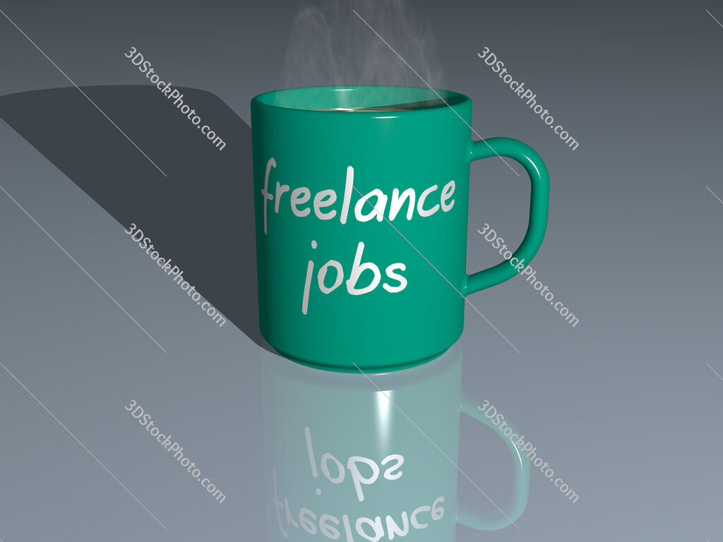 freelance jobs text on a coffee mug