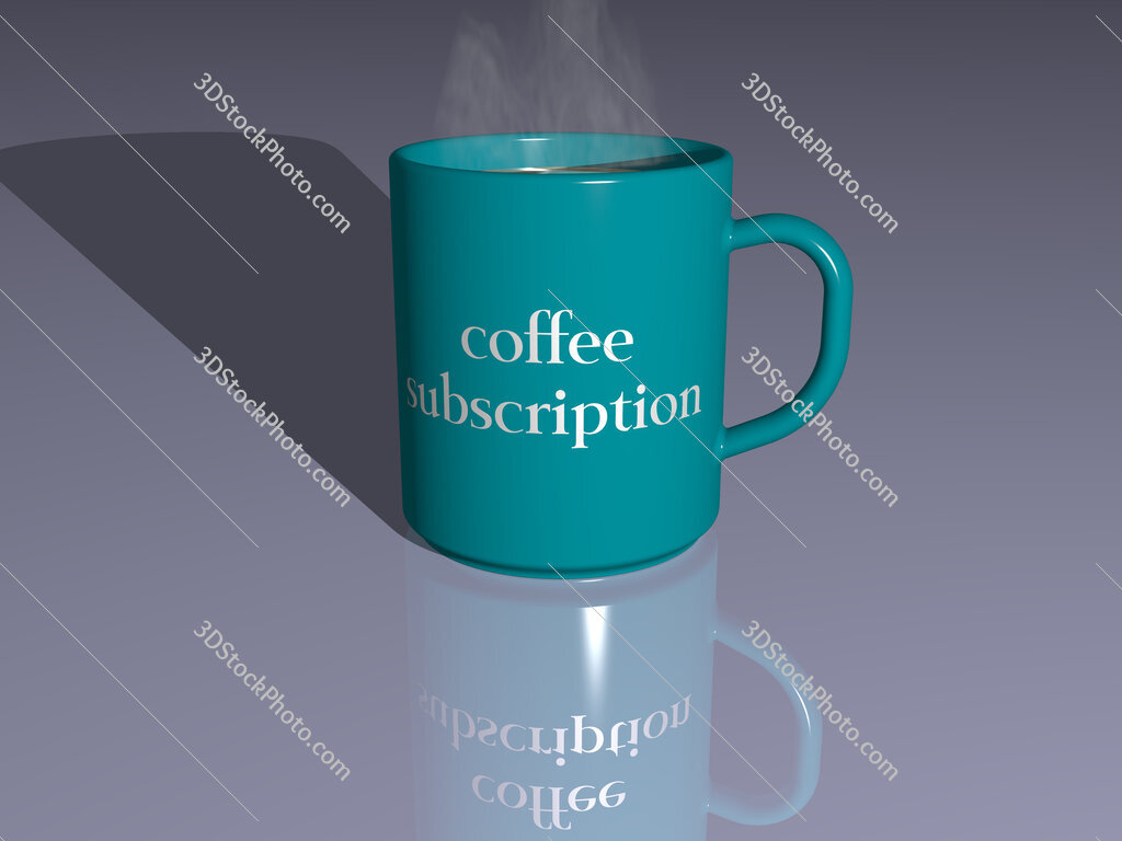coffee subscription text on a coffee mug