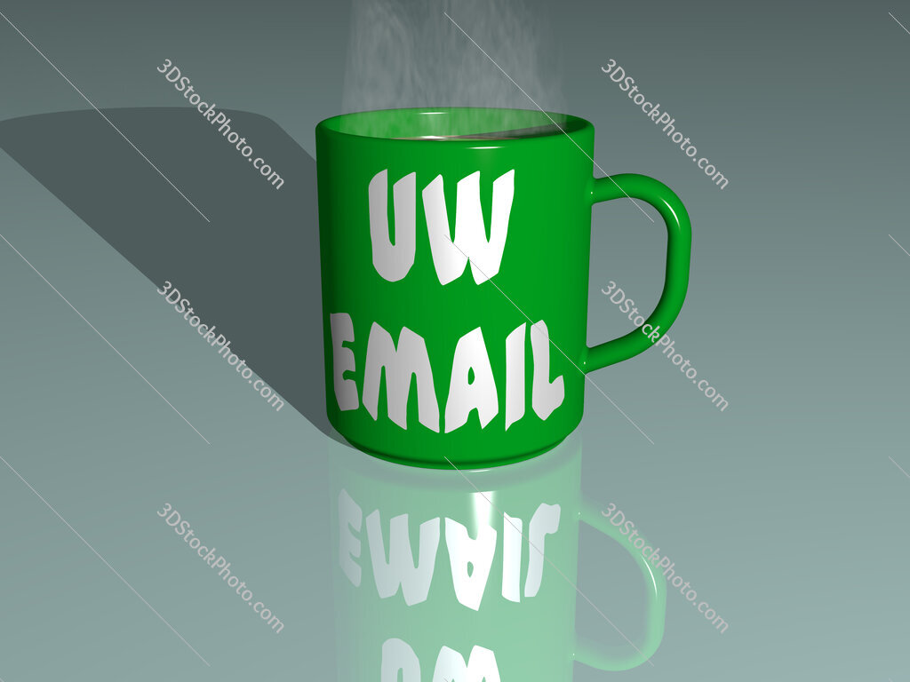 uw email text on a coffee mug