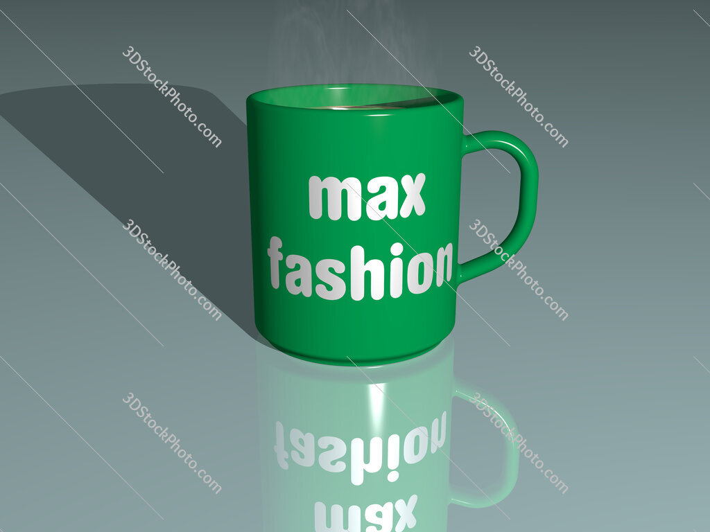 max fashion text on a coffee mug
