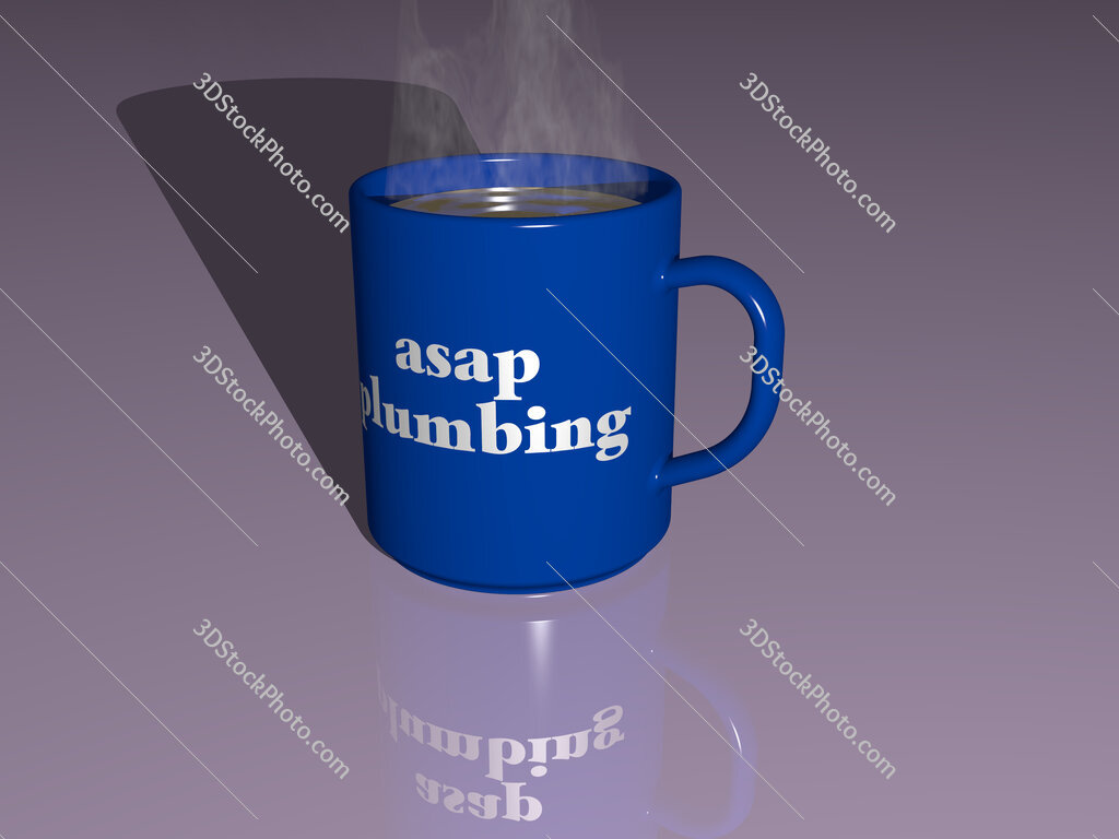 asap plumbing text on a coffee mug