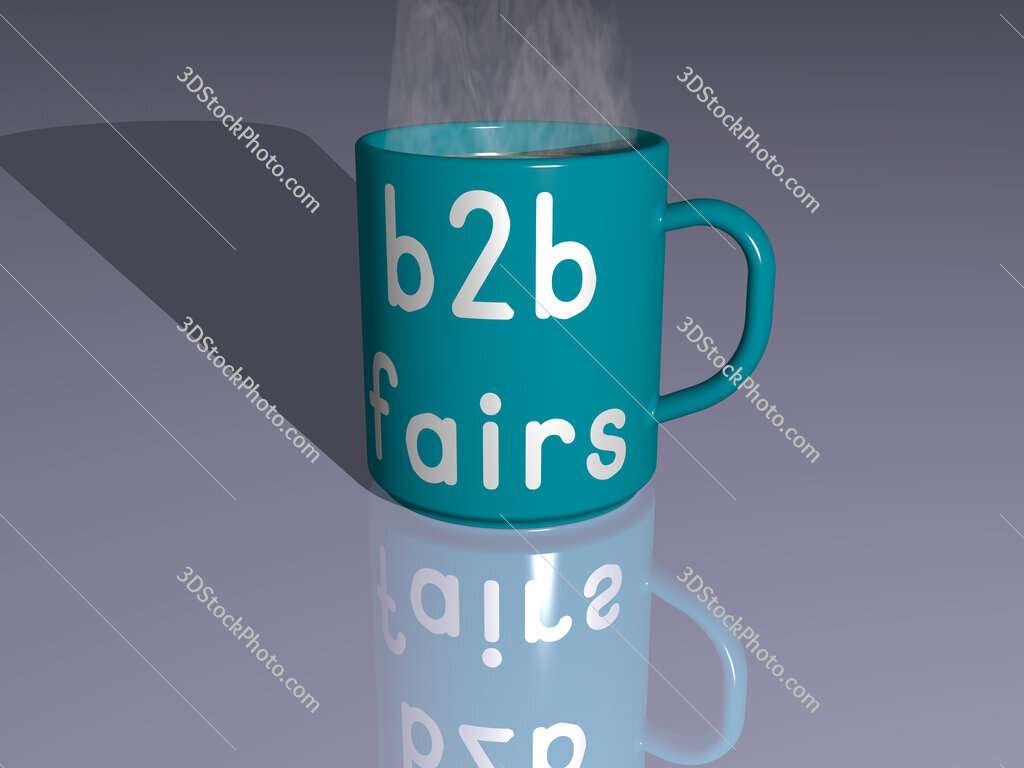 b2b fairs text on a coffee mug
