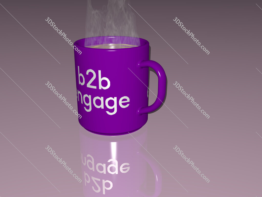 b2b engage text on a coffee mug