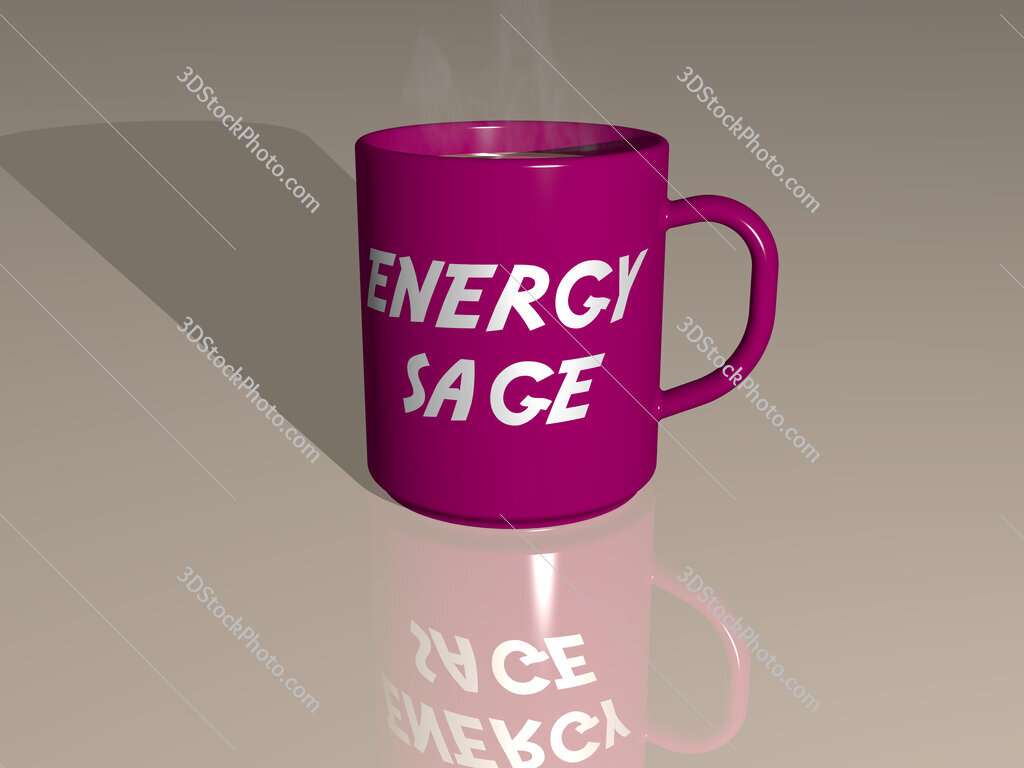 energy sage text on a coffee mug