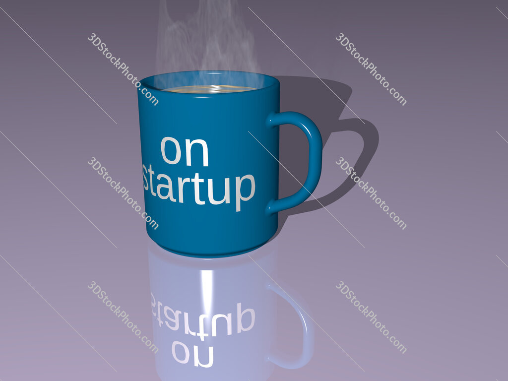 on startup text on a coffee mug