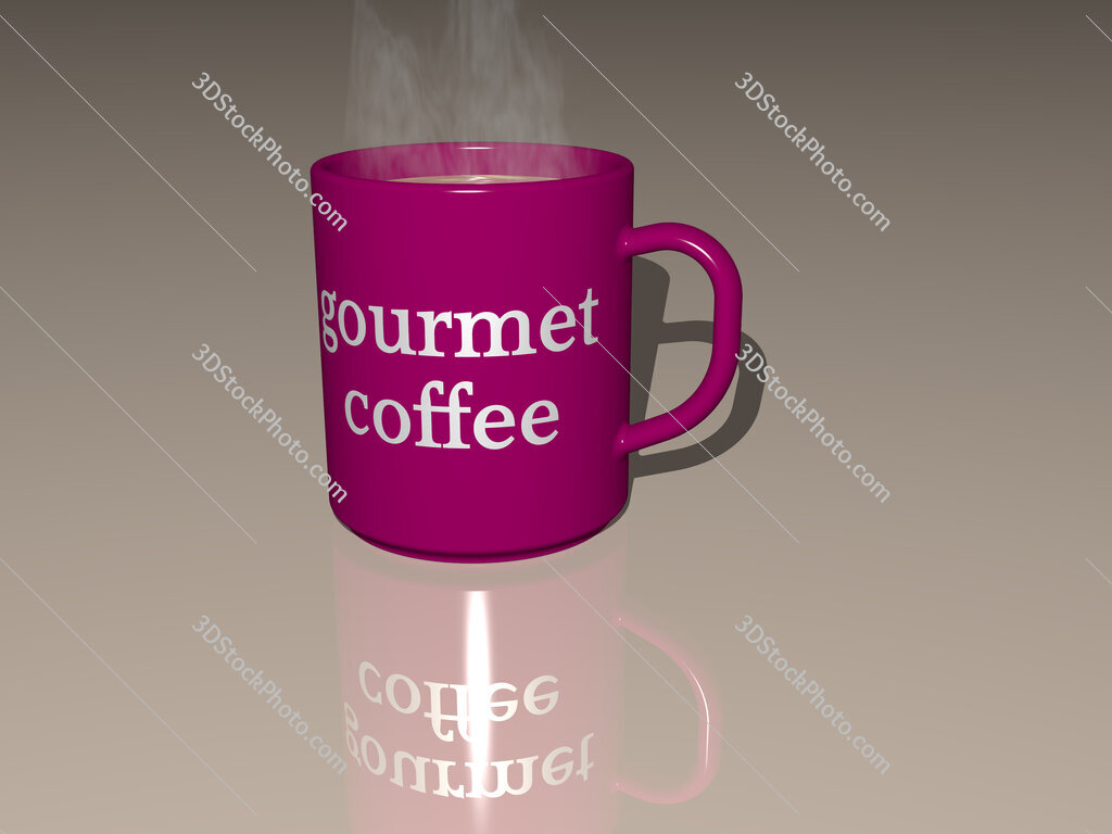gourmet coffee text on a coffee mug
