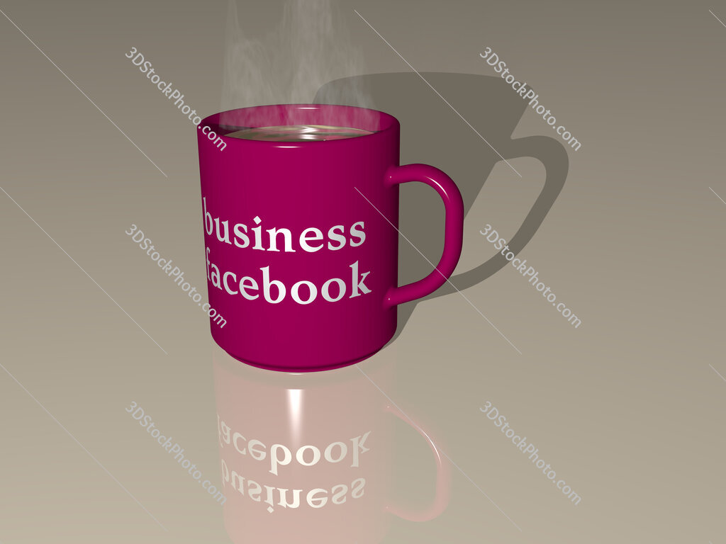 business facebook text on a coffee mug