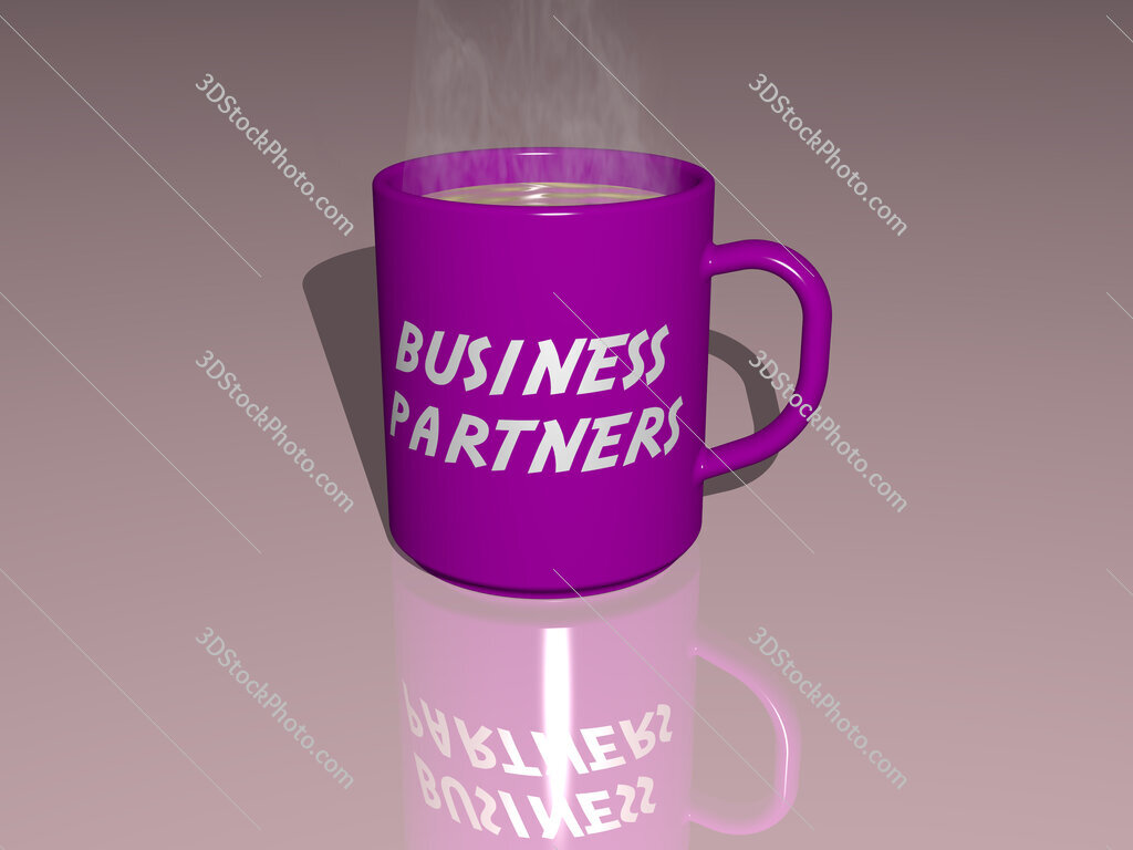 business partners text on a coffee mug