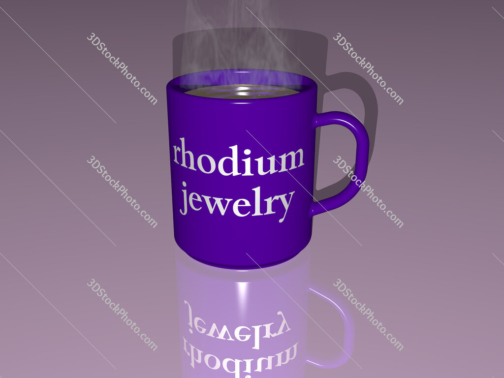 rhodium jewelry text on a coffee mug