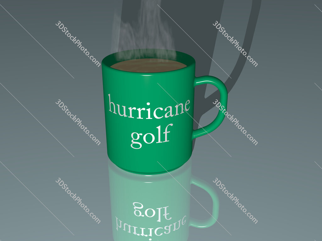 hurricane golf text on a coffee mug