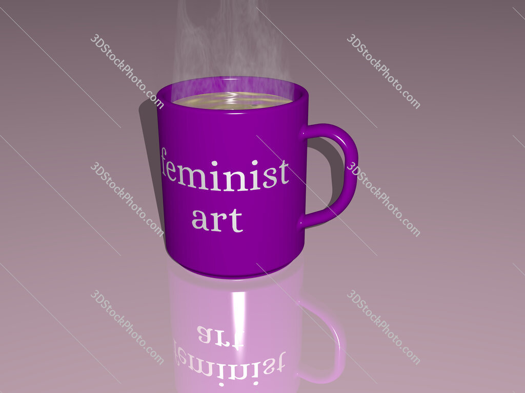 feminist art text on a coffee mug