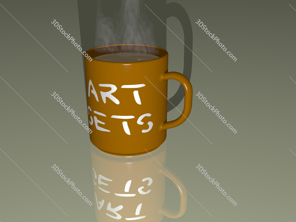 art sets text on a coffee mug