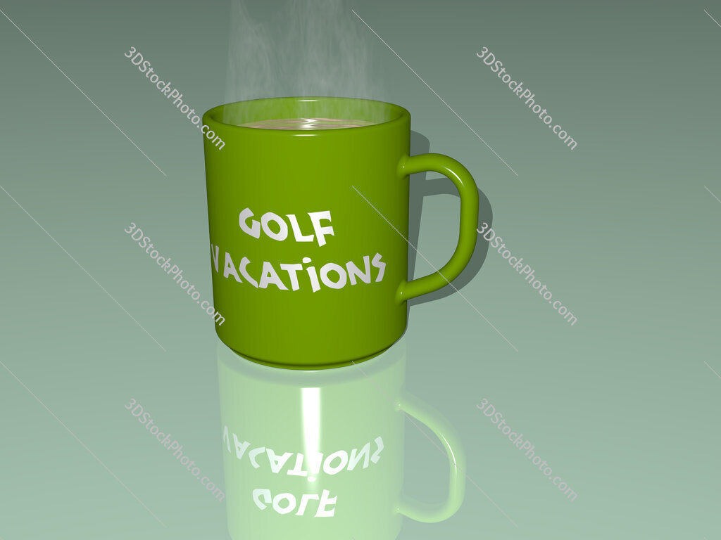 golf vacations text on a coffee mug