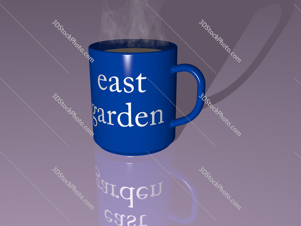 east garden text on a coffee mug