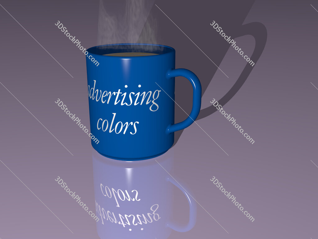 advertising colors text on a coffee mug
