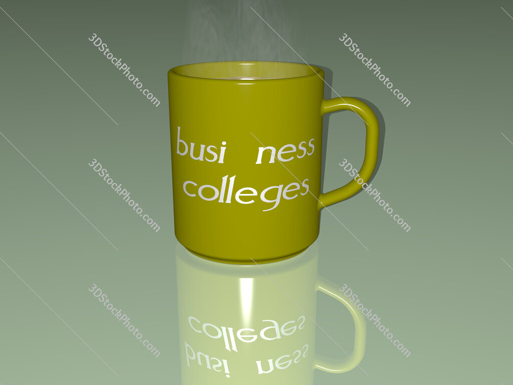 business colleges text on a coffee mug