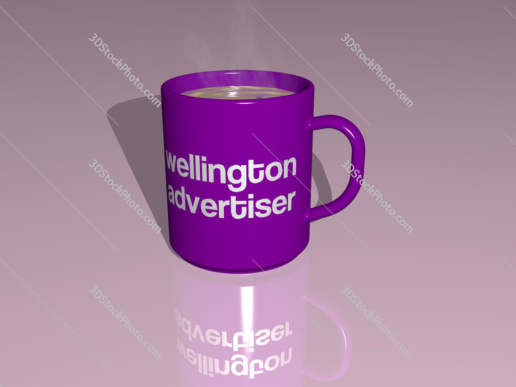 wellington advertiser text on a coffee mug
