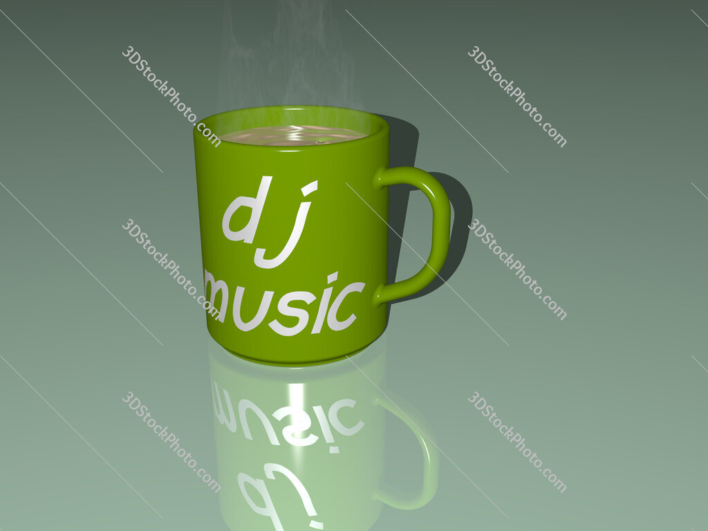 dj music text on a coffee mug