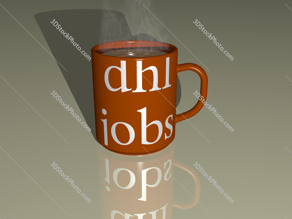 dhl jobs text on a coffee mug