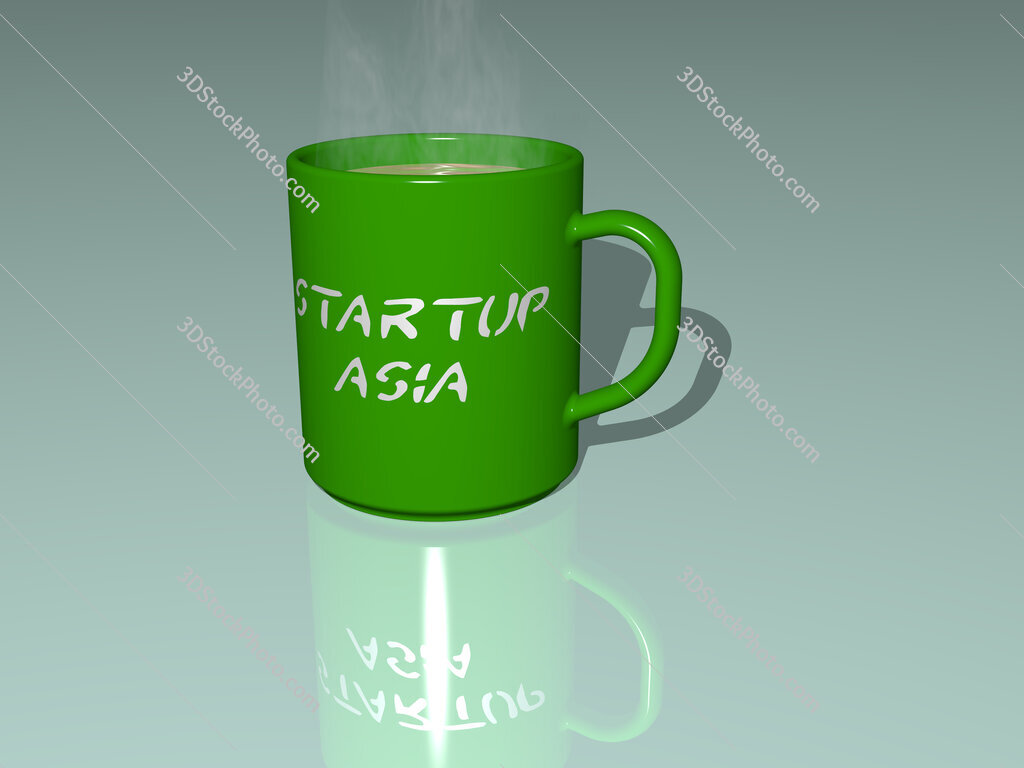 startup asia text on a coffee mug