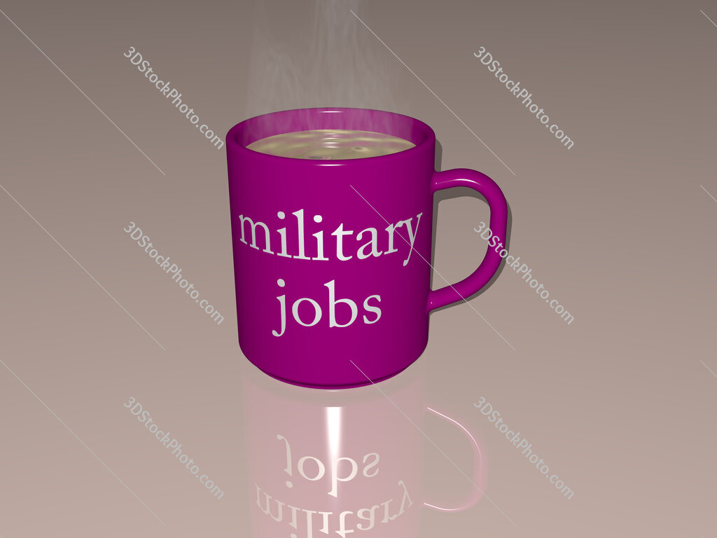 military jobs text on a coffee mug