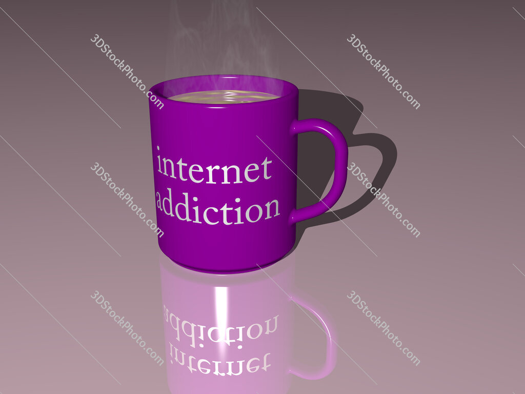 internet addiction text on a coffee mug
