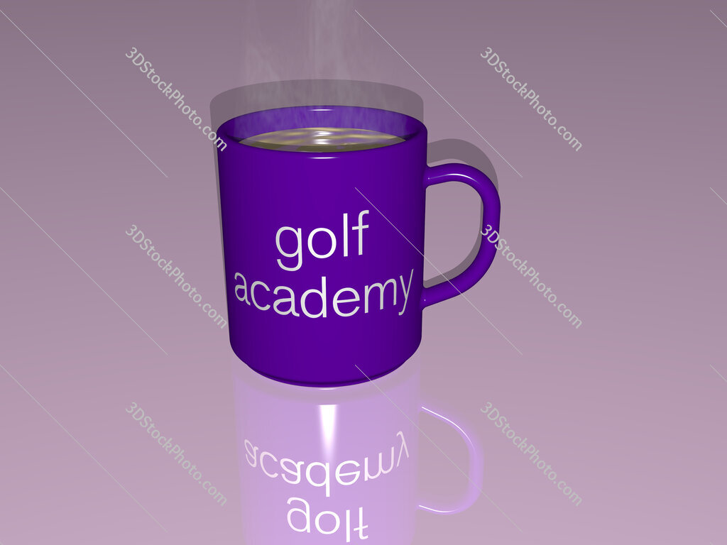 golf academy text on a coffee mug