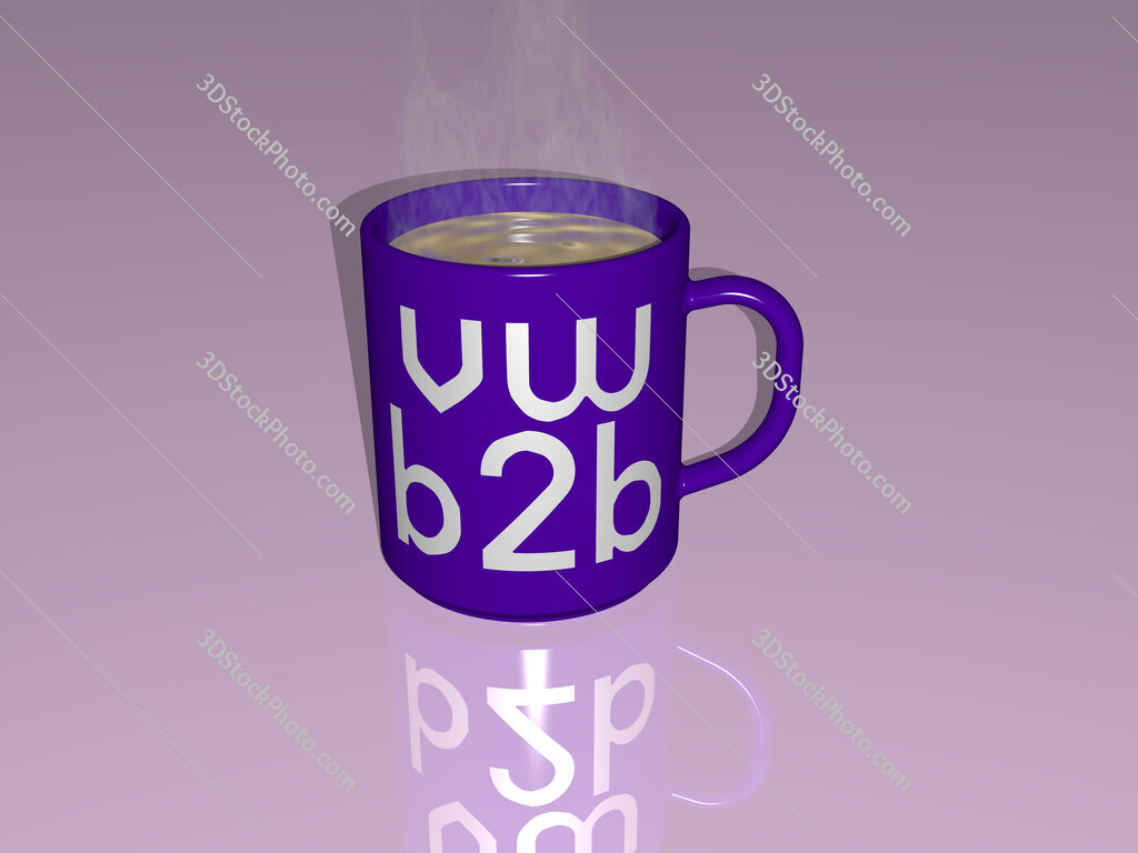 vw b2b text on a coffee mug