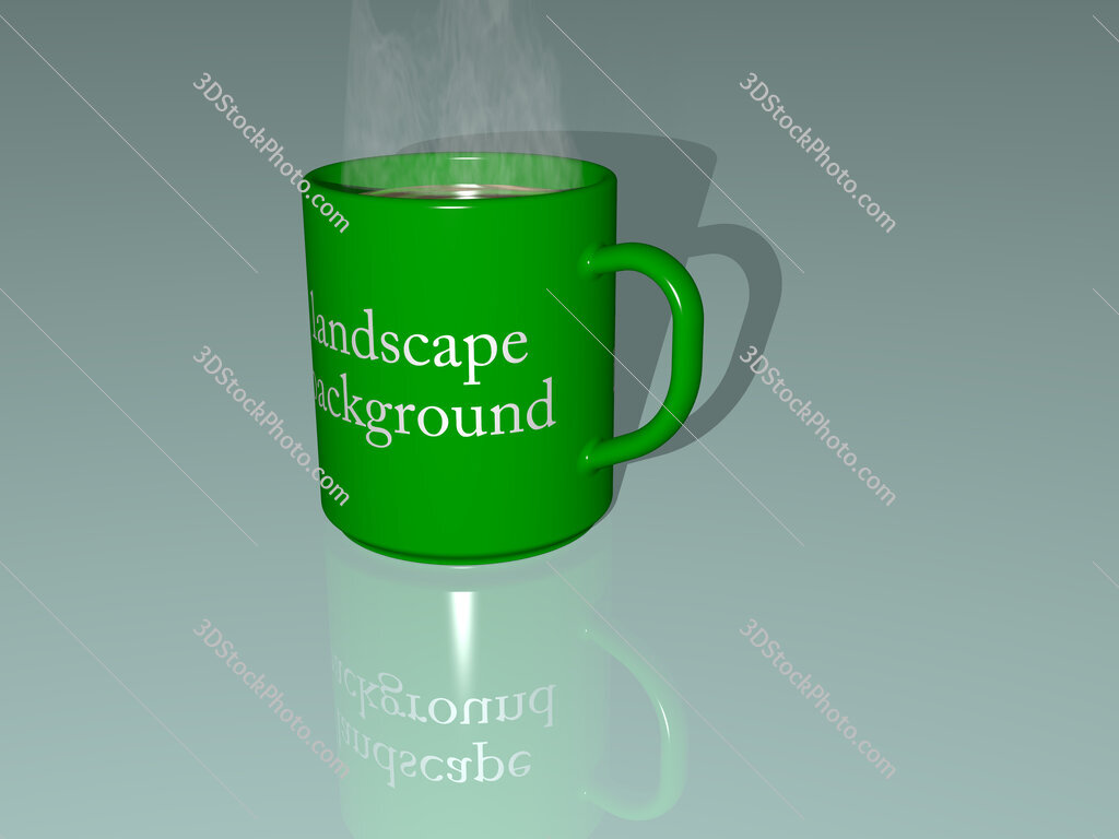 landscape background text on a coffee mug