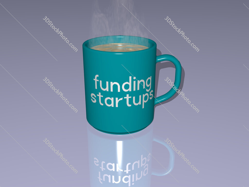 funding startups text on a coffee mug