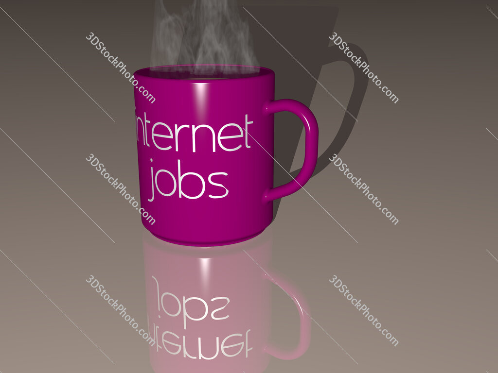 internet jobs text on a coffee mug