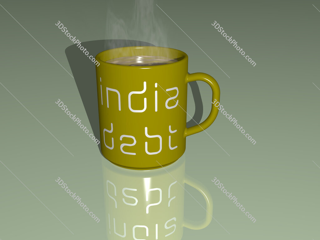 india debt text on a coffee mug